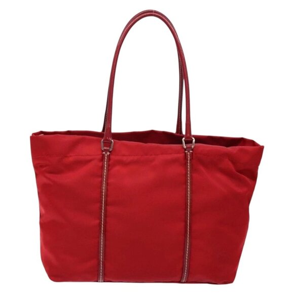 PRADA Tote Bag Nylon Red Silver Auth 138844 - Picture 3 of 16